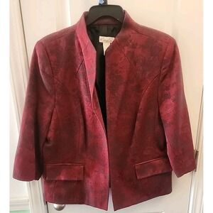 Kim Rogers Petite Womens Dark Red 3/4 Sleeve Blazer Jacket Sz 10P